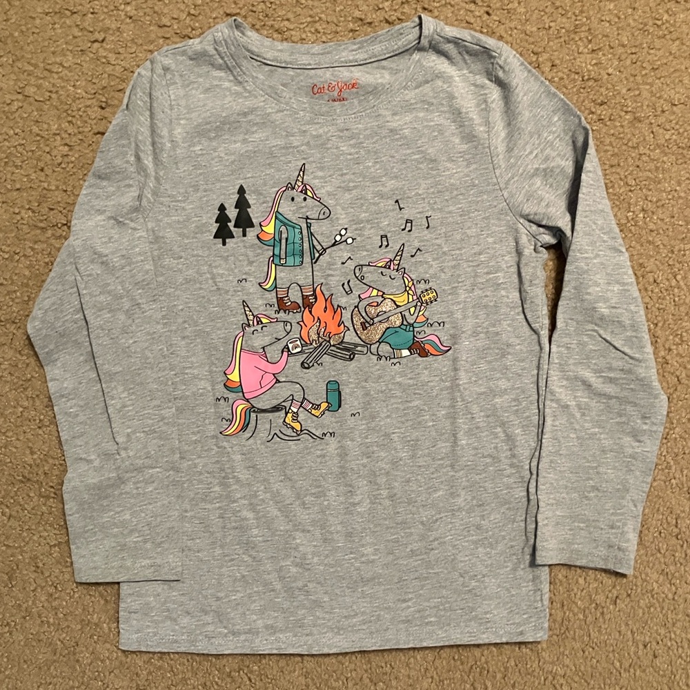 Cat & Jack Gray Long Sleeve Tee with Graphic Design
